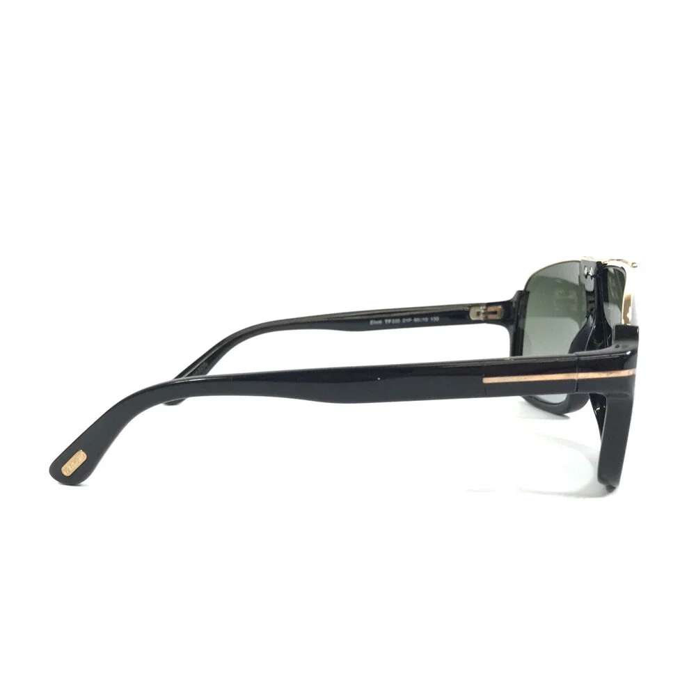 Tom Ford Sunglasses Elliott TF335 01P Black Gold Aviator Frames w/ Green Lenses